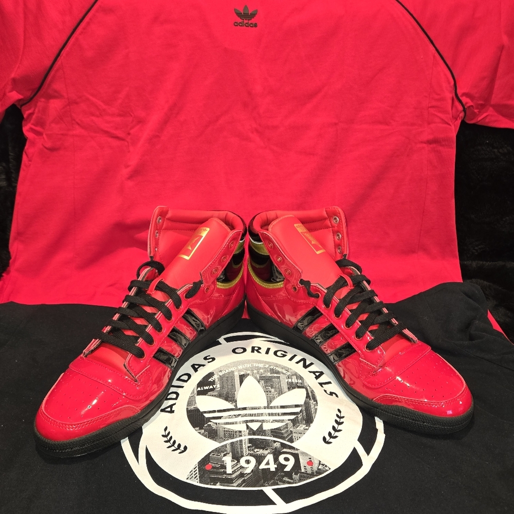 Mens Adidas OG Top Ten Patent Leather Red/Black Size 13